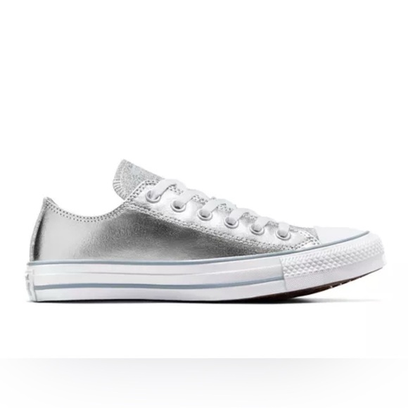 Converse Silver Metallic Sneakers Classic Style - Picture 1 of 10